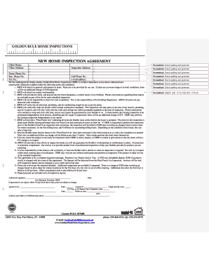 New Home Inspection Agreement