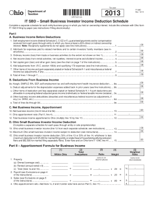 Ohio Small Business Investor Income Deduction Schedule
