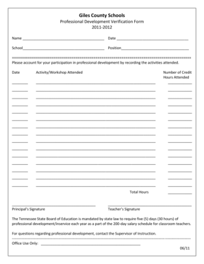 Professional Development Verification Form