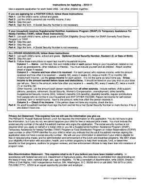 Multi-Child Free and Reduced-Price School Meals Application