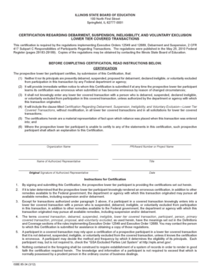 Illinois Debarment Certification Form
