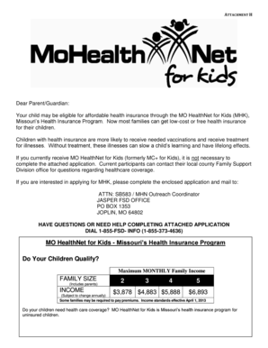 Missouri HealthNet for Kids Application