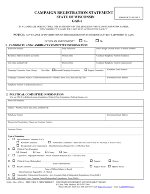Wisconsin Campaign Registration Statement
