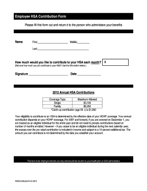 Employee HSA Contribution Form