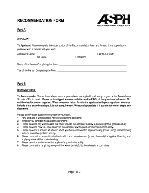 Recommendation Form for Training Program