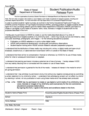 Hawaii Student Media Release Form