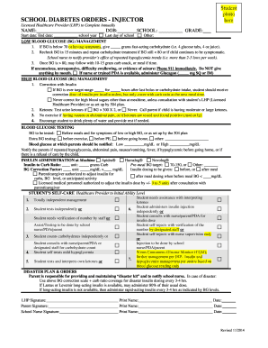 School Diabetes Orders Form