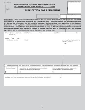 New York State Teachers' Retirement System Application