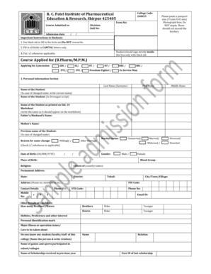 Download Admission Form for B. Pharmacy or Master in Pharmacy ...