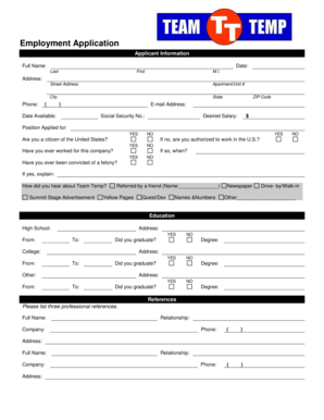 Employment Application Form