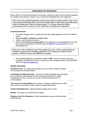 Presidential Awards for Excellence in Mathematics and Science Teaching Application