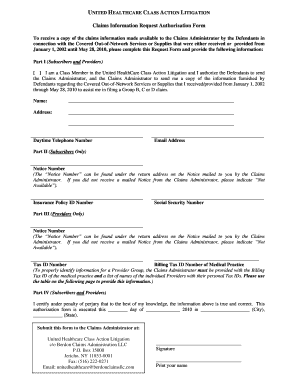 United Healthcare Class Action Litigation Claims Form