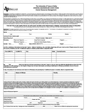 Criminal Background Check Form
