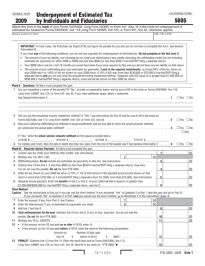 California Form 5805 Underpayment of Estimated Tax