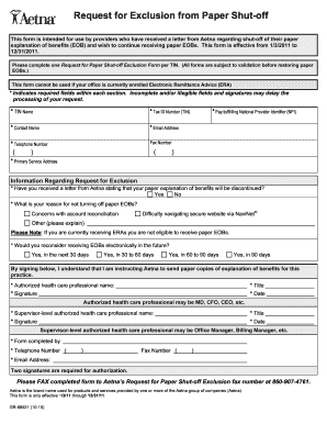 Request for Exclusion from Paper Shut-off