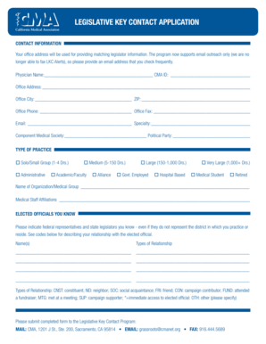 Legislative Key Contact Application