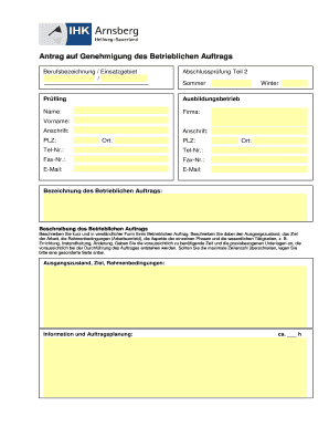 Antrag auf Genehmigung des Betrieblichen Auftrags