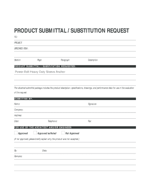 Product Submittal Substitution Request Form