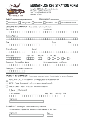 Mudathlon Registration Form