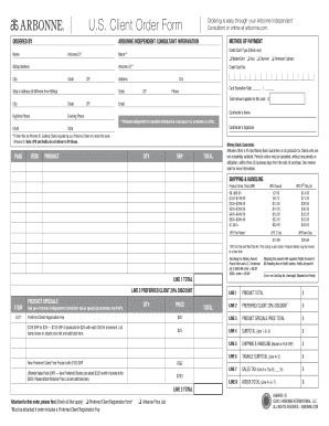 Arbonne Client Order Form