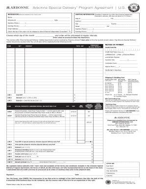 Arbonne Special Delivery Program Agreement