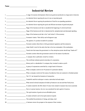 Industrial Review Homework