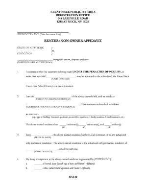 New York Renter Non-Owner Affidavit