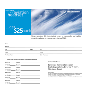 Sennheiser Aviation Headset Rebate Form