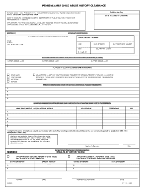 Pennsylvania Child Abuse History Clearance