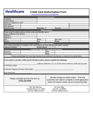 Credit Card Authorization Form