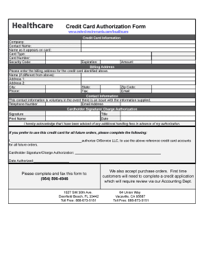 Credit Card Authorization Form