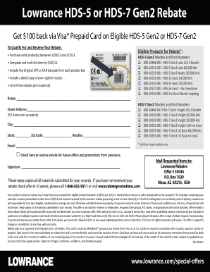 Lowrance HD S-5 or HD S-7 Gen2 Rebate Form