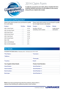 2014 Lowrance Product Claim Form