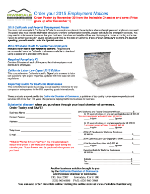 2015 California Employment Poster Order Form