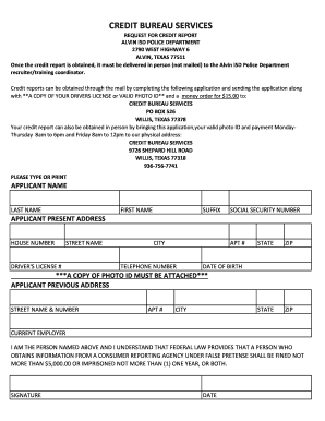 Request for Credit Report