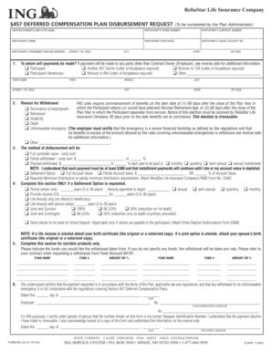 457 Deferred Compensation Plan Disbursement Request