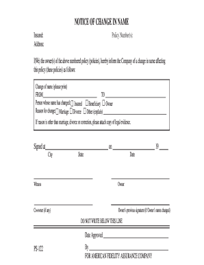 Notice of Change in Name