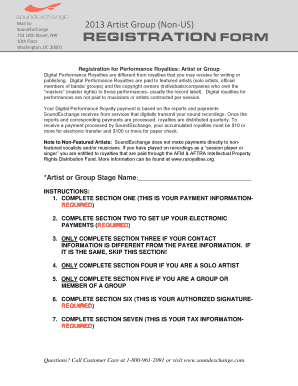 SoundExchange Non-US Artist Registration Form