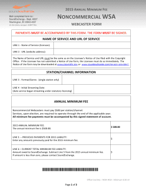 2015 Noncommercial Webcaster Annual Minimum Fee Form