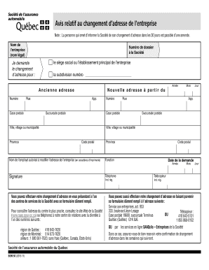 Avis relatif au changement d’adresse de l’entreprise