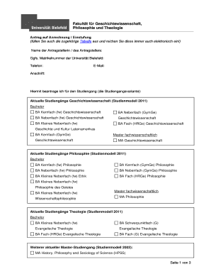 Antrag auf Anrechnung / Einstufung