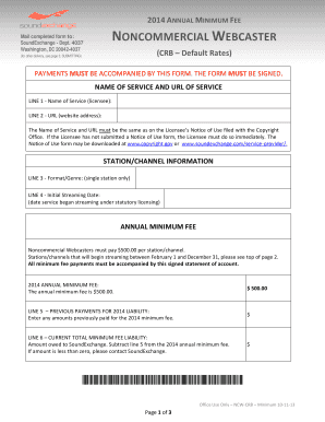 2014 Annual Minimum Fee Form
