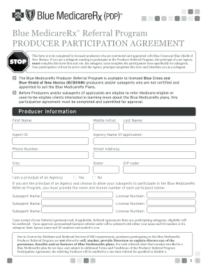Blue MedicareRx Producer Referral Program Participation Agreement