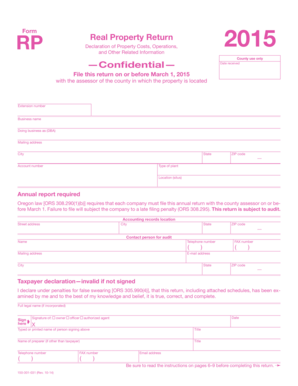 Oregon Real Property Return Form