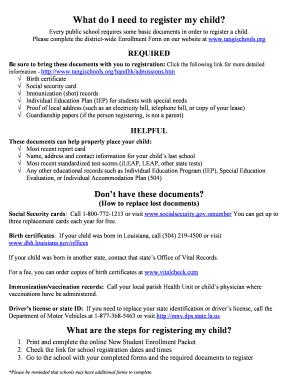 Tangipahoa Parish School System New Student Enrollment Form