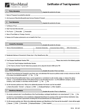 Certification of Trust Agreement
