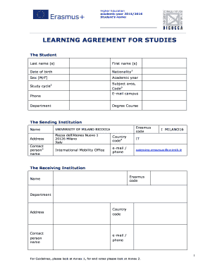 Learning Agreement for Studies