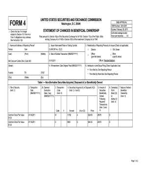 Form 4 Statement of Changes in Beneficial Ownership