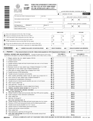 NYC Form 1127 for Nonresident Employees