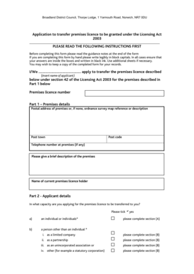 UK Premises Licence Transfer Application